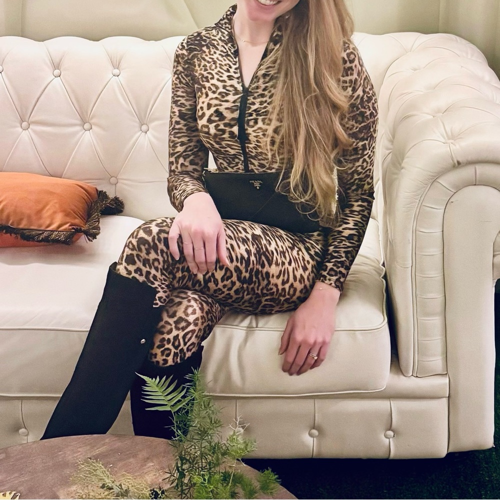 Good American Leopard Print Jumpsuit